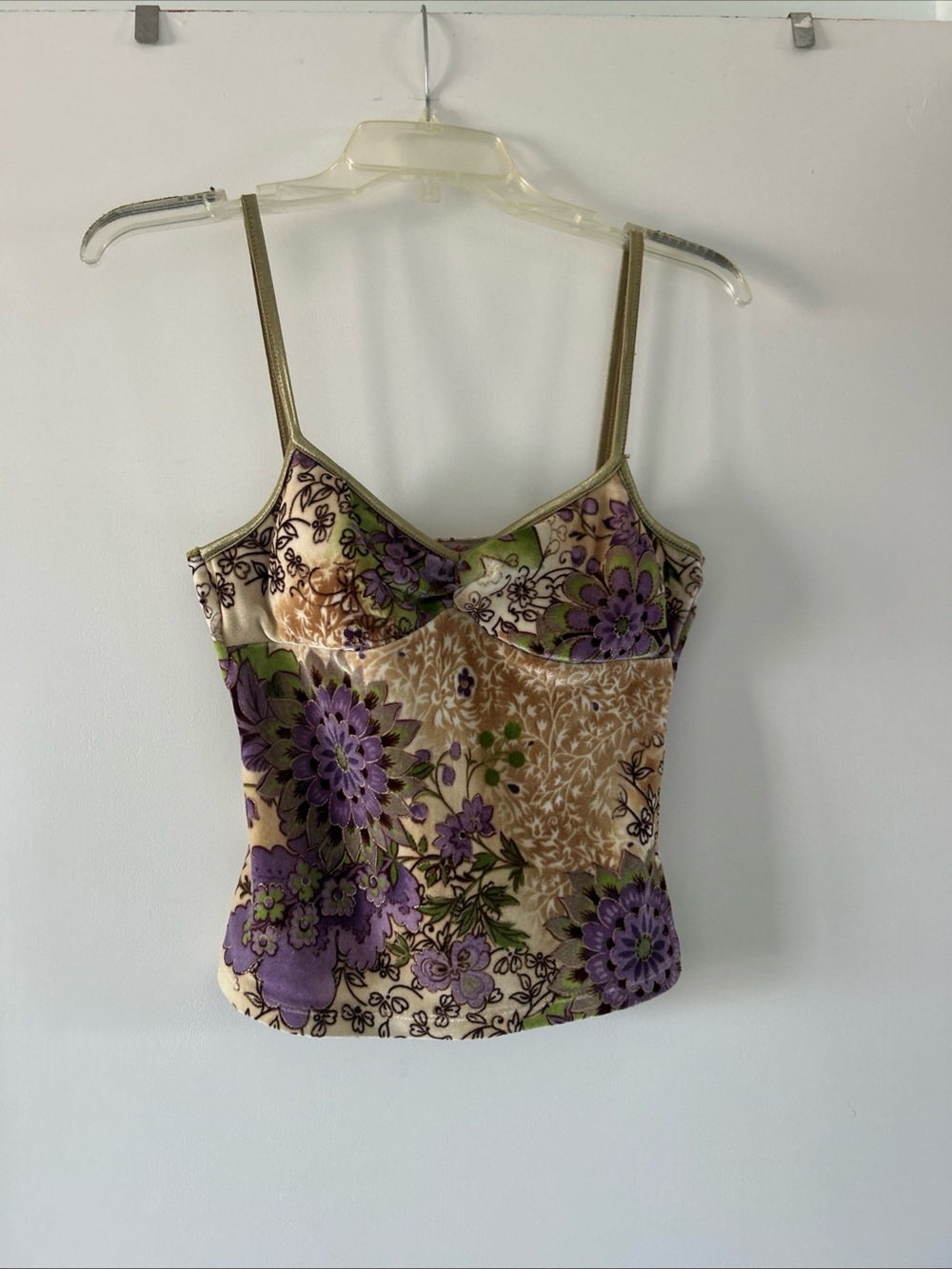 SOLD!Sexy Rare Candie’s vintage Y2K Boho Floral print Velvet Cami Top